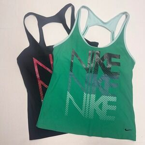 Set of 2!  Nike Dri-FIT Activewear‎ Tank Top Women's Racerback Graphic Athletic